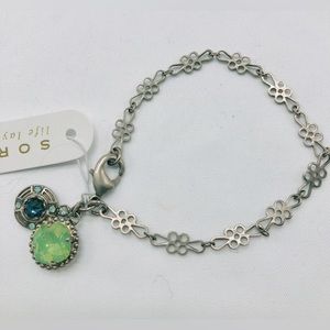Sorrelli Silver Toned Chain Bracelet with Blue and Green Crystal Accents
